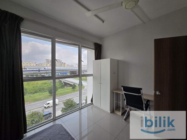 Female unit, big window medium bedroom. Available now