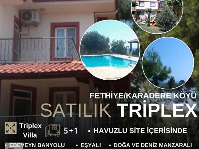 FETHİYE KARADERE SATILIK 5+1 TRIPLEKS VİLLA