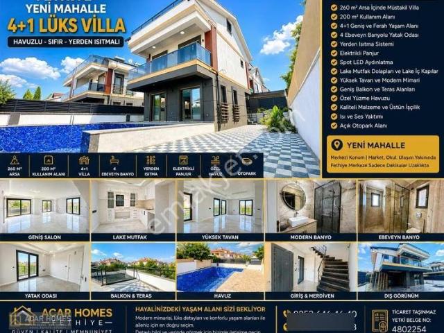 Fethiye Yeni Mah 260 M2 Arsa İçinde 4+1 Havuzlu Panjurlu Villa