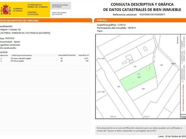 Finca/Casa Rural en venta en Hondón de los Frailes, Alicante