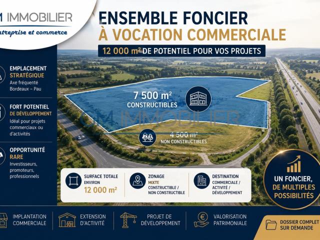 Foncier commercial de 12 000 m2 avec fort potentiel de développement