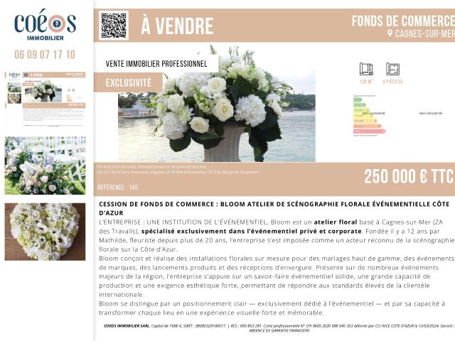 Fonds de commerce ATELIER FLORAL