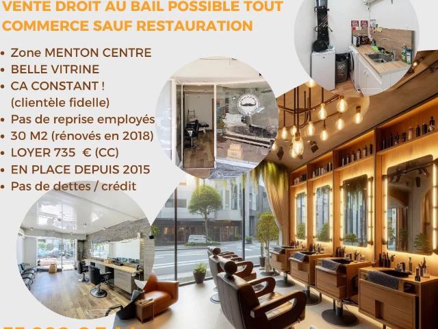 Fonds de Commerce COIFFEUR HOMME Droit au Bail possible – Centre de Menton