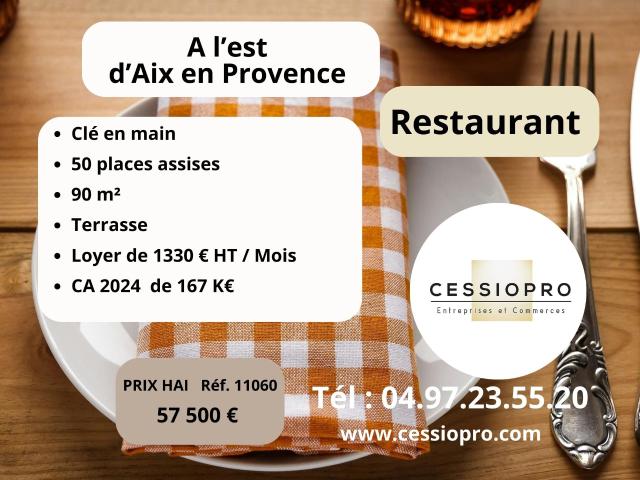 Fonds de commerce restauration À l’est d’Aix en Provence, charmant restaurant avec terrasse Clé en main