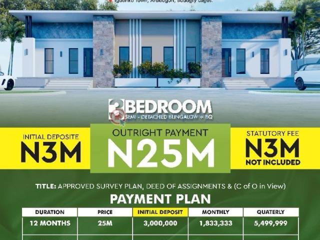 For sale: 3 bedroom Detached Bungalow King's Arena Estate, Igbanko Town, Aradagun Badagry Lagos PID: 6PBEYS | Private Property Nigeria