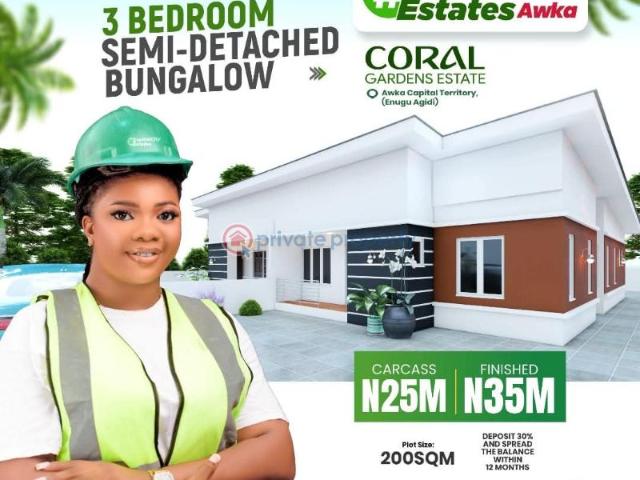 For sale: 3 bedroom Semi detached Bungalow Enugwu Agidi Awka North Anambra PID: 1PCFYK | Private Property Nigeria