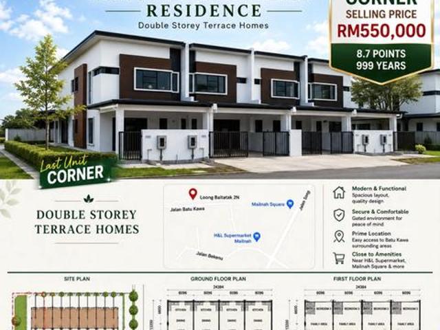 For Sale New unit Matang Jaya Residence Double Storey Corner Last Unit