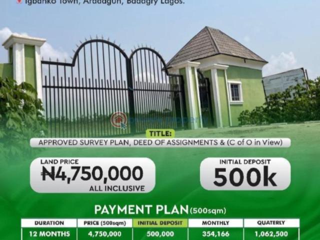For sale: Residential Land Aradagun Badagry Lagos PID: 9PCNVE | Private Property Nigeria