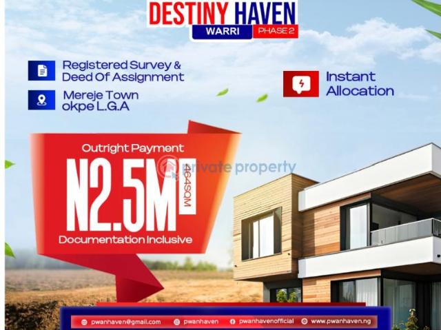 For sale: Residential Land Destiny Haven Estate Phase 2, Mereje, Okpe Warri Delta PID: 8PCJYY | Private Property Nigeria