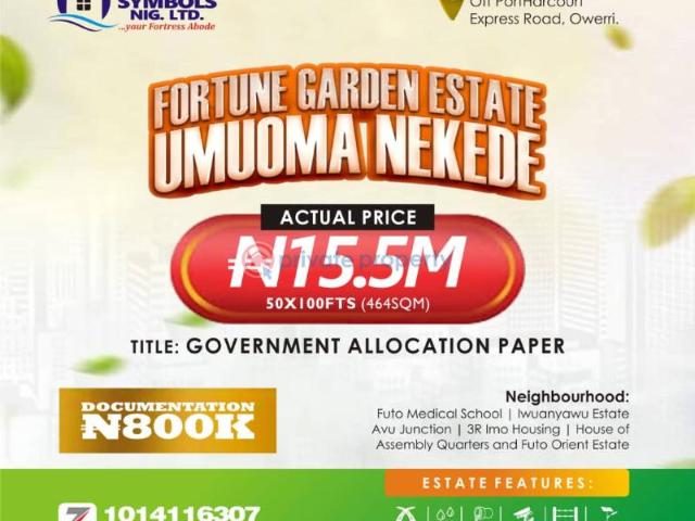 For sale: Residential Land Fortune Garden Estate Umuoma Nekede Is A Buy And Build Estate With Government Allocated C Of O Owerri Imo PID: 8PCRXX | Private Property Nigeria