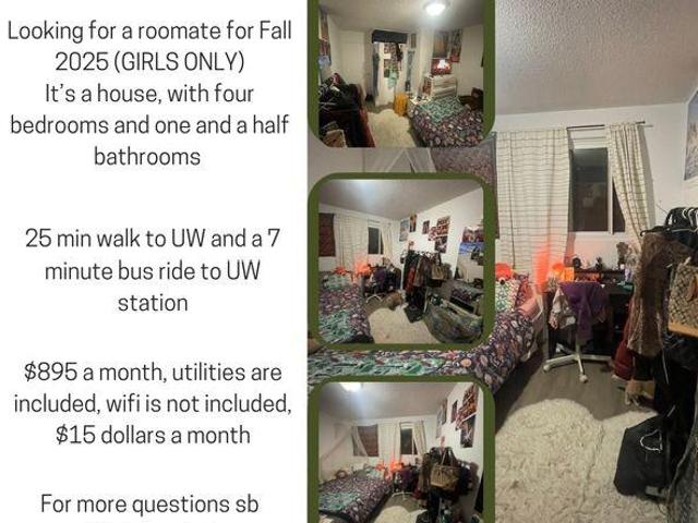 For Rent 4 Bedroom Shared Living/roommate Waterloo ON DS97419131