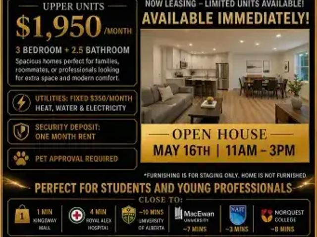 For Rent 3 Bedroom Townhouse Edmonton AB DLS102243114