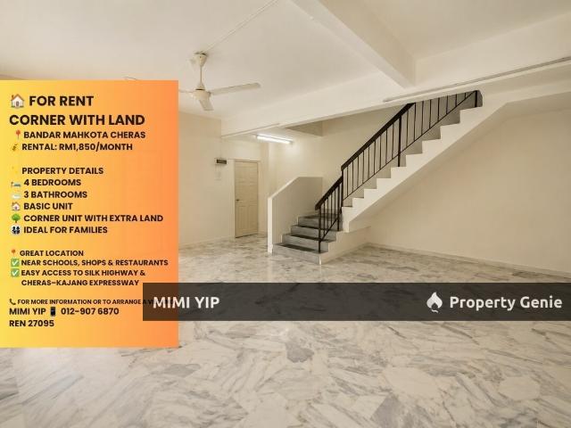 FOR RENT – Corner House with Extra Land Bandar Mahkota Cheras