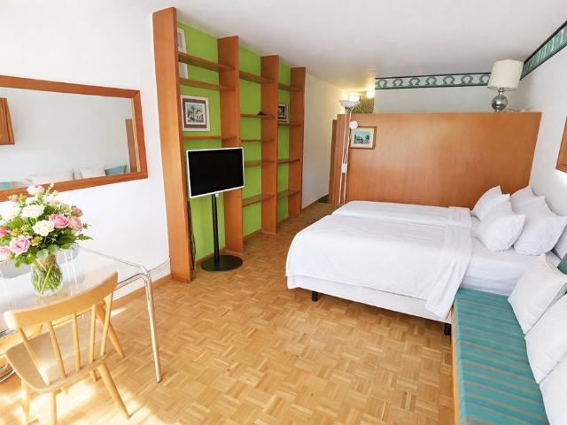 For rent from October 1, 2026 this large south studio near the center of Crans