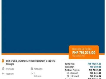 Foreclosed Units Rowhouse for Sale in Lipa City [House and Lot ️] June 2024 in Lipa, Batangas for sale | Pag IBIG Accredited | Fully Furnished