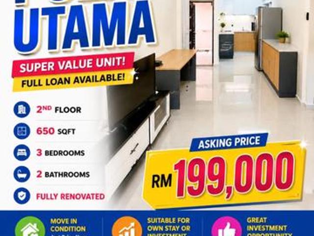 Flat Pulai Utama 2nd floor 3bedroom fully renovated Full Loan AAA