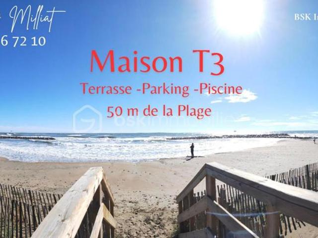 ? Frontignan Plage: Maison T3 meublée, terrasse, parking et piscine à 50 m de la mer ?
