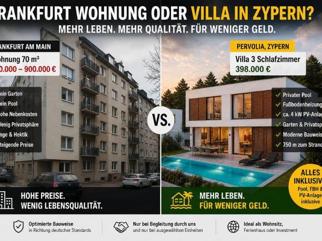 Frankfurt Wohnung oder Villa? | Zypern mit Pool & PV