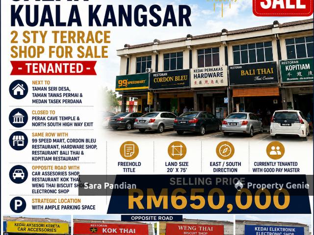 Freehold Shoplot for Sale Ipoh Jalan Kuala Kangsar