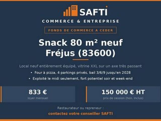Fréjus snack neuf avec 4 parkings privés