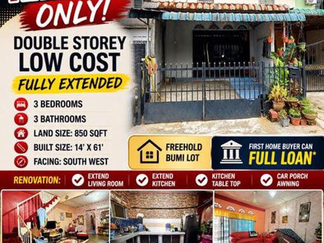 Full loan double storey Low costTaman Seri suria