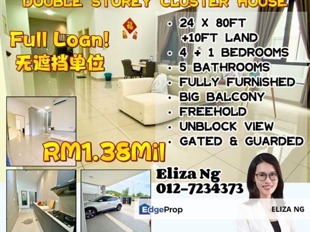 Full loan Desa Tebrau Harp Jalan Rebab Unblock View renovated Double Storey Cluster for Sale 34*80