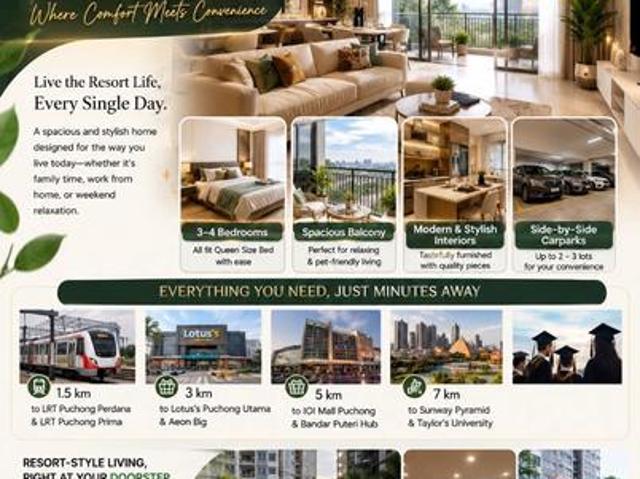 Fully Furnished Puteri Puchong 3 4 Bedroom Condo From 370K