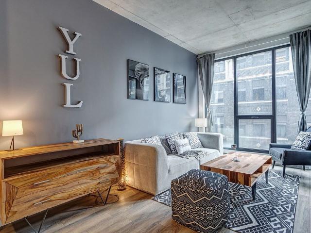 Furnished Apartment in Montreal | Prime location 2 Bedroom Apartment for Rent at 375 Rue De La Concorde, Montréal, QC H3A 1J3 Quartier Ville Marie