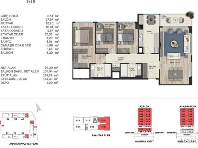 FUZUL AVRASYA 2 ' DE SATILIK 3+1 DAİRE