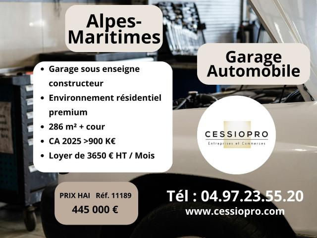GARAGE AUTOMOBILE SOUS ENSEIGNE CONSTRUCTEUR ALPES MARITIMES BASSIN RESIDENTIEL A FORT POUVOIR ECONOMIQUE