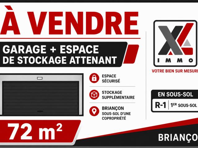 Garage fermé et vaste espace de stockage