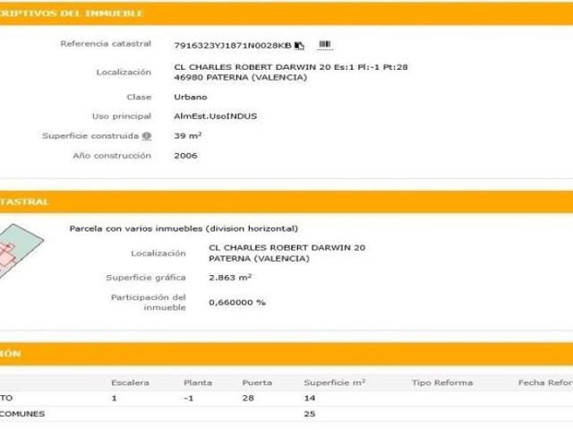 Garaje en venta en poligono Paterna