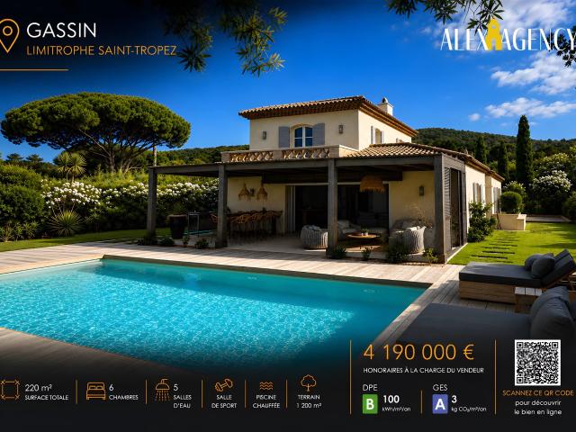 Gassin – Villa rénovée à 300 mètres de la plage et proche de. 220m² Gassin