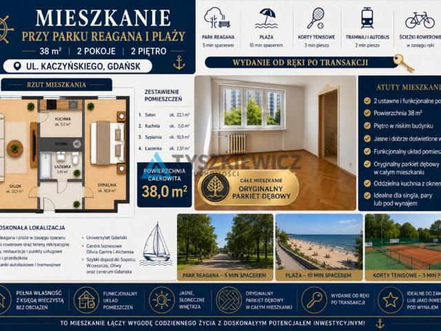 Gdańsk, Przymorze Wielkie, Prezydenta Lecha Kaczyńskiego, 38 m2