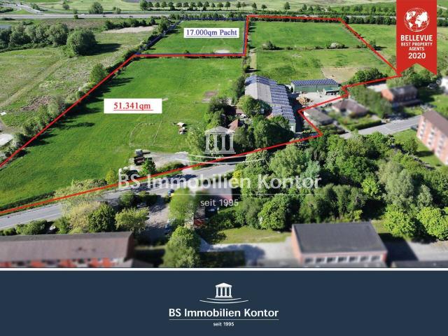 Gelegenheit für Pferdefreunde & Landwirte auf 63.853qm! EFH mit 16 Pferdeboxen und div. Hallen!