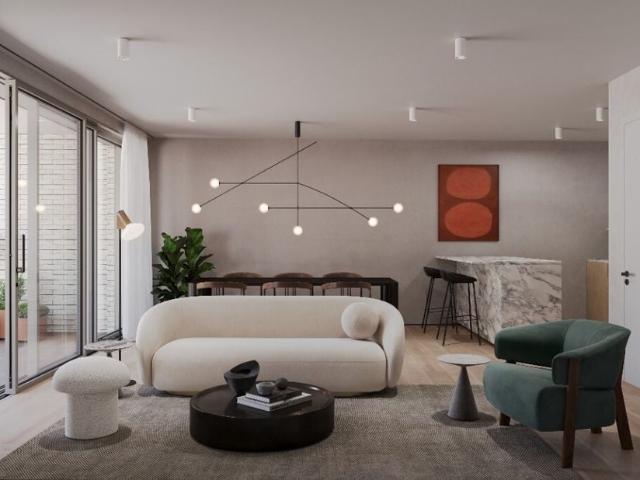 Gelijkvloers app. te koop voor 287500 euro met 1 slaapkamers
