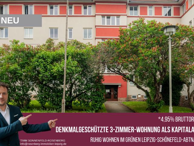 Gepflegte 3 Zimmer Kapitalanlage im charmanten Altbau in Leipzig / Schönefeld *4,95% Brottorendite