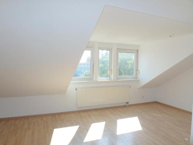 Geräumige Dachgeschosswohnung mit hellem Laminatboden, halboffener Küche und Bad mit Badewanne