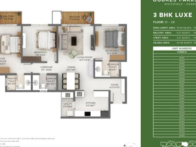 Godrej Parkshire 2 Bedroom 1228 Sq. Ft. Apartment in Hoskote Bangalore Listing ID: #10195