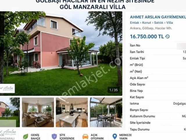 Gölbaşı Hacılar'ın En Nezih Sitesinde Göl Manzaralı Villa
