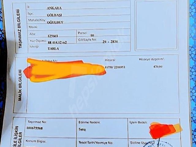 GÖLBAŞI ASELSAN YAKINI TAPULU ARSA YATIRIM FIRSATI