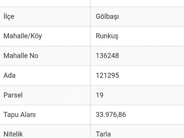 GÖLBAŞI DİKİLİTAŞ MAHALLESİNDE YATIRIMA UYGUN SATILIK 10.000 m TARLA