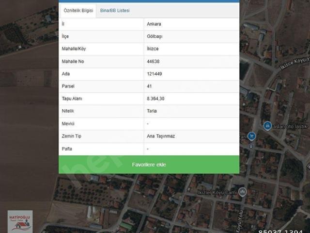 GÖLBAŞI İKİZCE MAH. DE SATILIK KÖY İMARI BİTİŞİĞ YATIRIMLIK ARSA