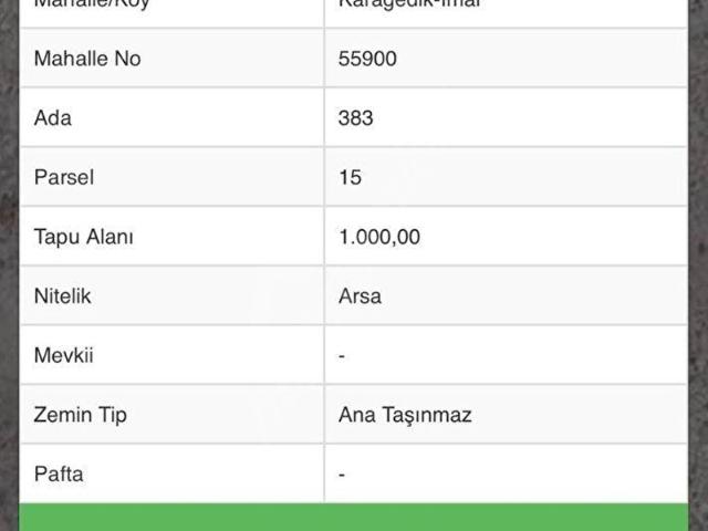 GÖLBAŞI KARAGEDİK'TE KÖŞE BAŞI TEK TAPU 1000 M2 VİLLA PARSELİ