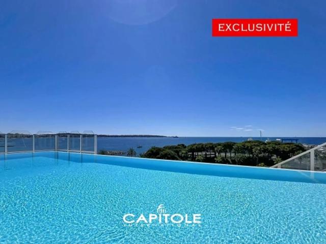 GOLFE JUAN –LE PALAIS NAPOLEON  Front de mer – Piscine–Sauna–Hammam–Appartement 3 pièces de luxe – Vue mer & port – Proche restaurants et commerces, garage