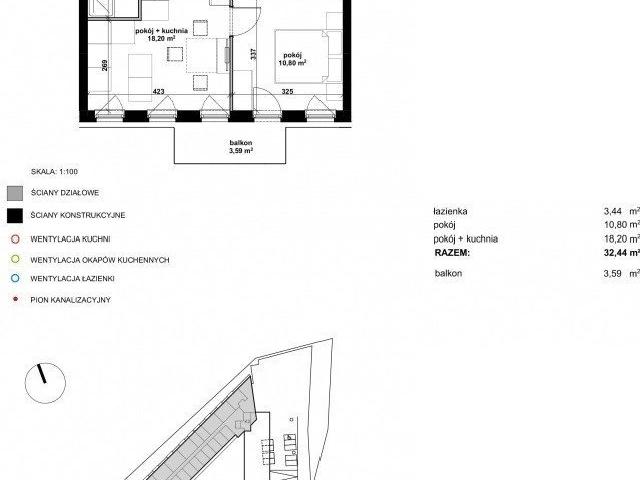 Gotowy apartament inwestycyjny 2 pok. z balkonem, Krzyki