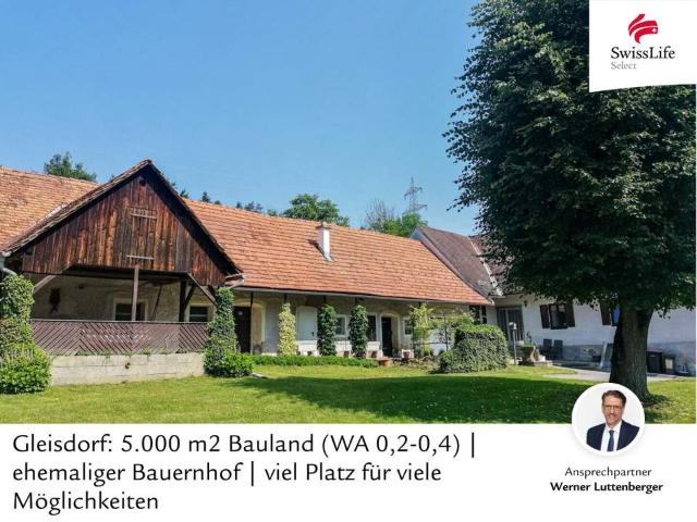Gleisdorf: 5.000 m2 Bauland WA 0,2 0,4 | ehemaliger Bauernhof | viel Platz für viele Möglichkeiten