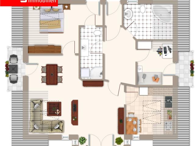 Großzügige 3 Zimmer Wohnung mit 3 Balkonen und eigenem Gartenanteil Ihr neues Zuhause!