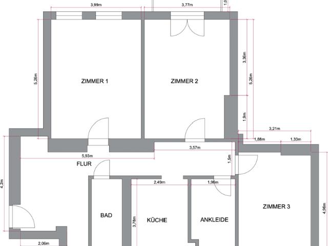 großzügige 4 Zimmer ETW 100 m2 Altbau III. OG ruhig