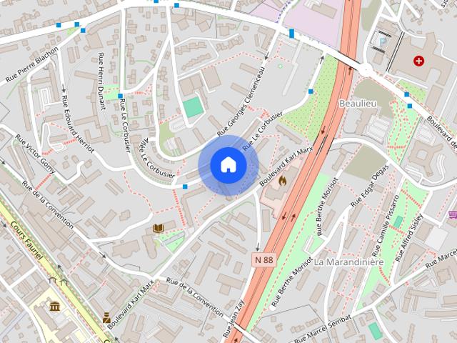 Grand T3 – 2 chambres – QUARTIER BEAULIEU Rue du Corbusier Saint Etienne